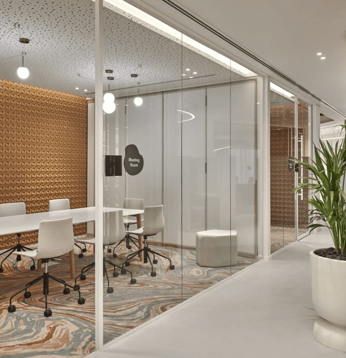 Single glazed office glass partition in Oman